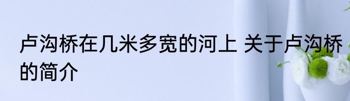 卢沟桥在几米多宽的河上 关于卢沟桥的简介