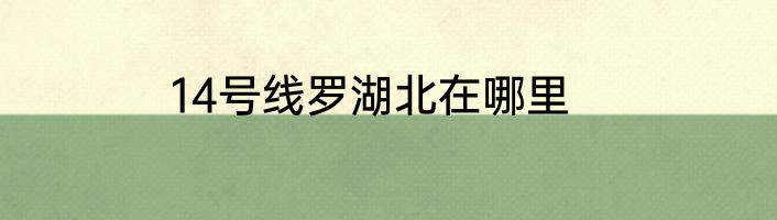 14号线罗湖北在哪里