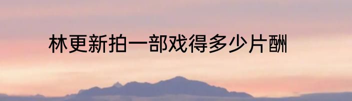 林更新拍一部戏得多少片酬
