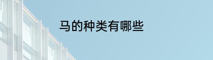 马的种类有哪些