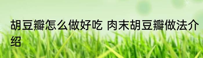 胡豆瓣怎么做好吃 肉末胡豆瓣做法介绍