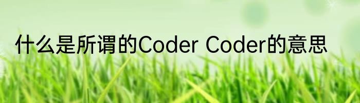 什么是所谓的Coder Coder的意思