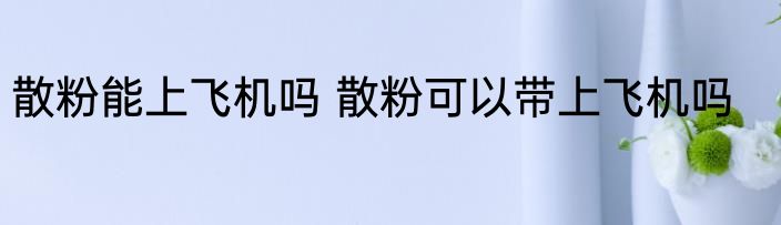 散粉能上飞机吗 散粉可以带上飞机吗