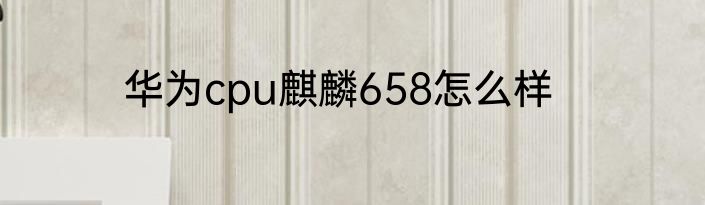 华为cpu麒麟658怎么样