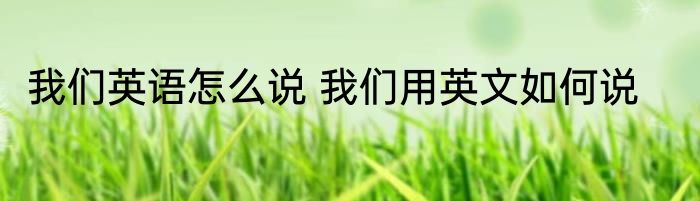 我们英语怎么说 我们用英文如何说
