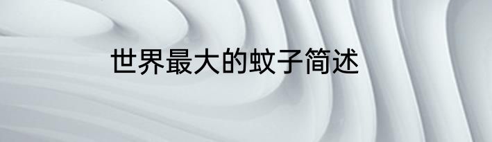 世界最大的蚊子简述