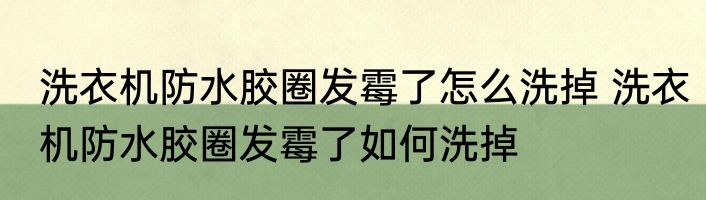 洗衣机防水胶圈发霉了怎么洗掉 洗衣机防水胶圈发霉了如何洗掉