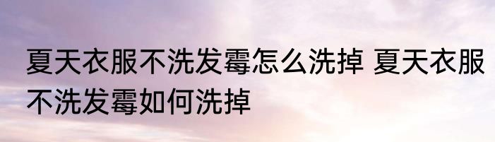 夏天衣服不洗发霉怎么洗掉 夏天衣服不洗发霉如何洗掉