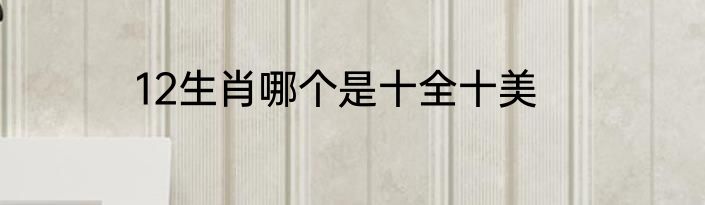 12生肖哪个是十全十美
