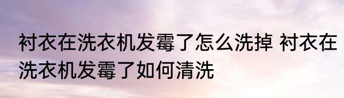 衬衣在洗衣机发霉了怎么洗掉 衬衣在洗衣机发霉了如何清洗