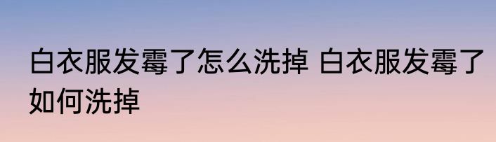 白衣服发霉了怎么洗掉 白衣服发霉了如何洗掉