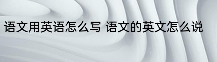 语文用英语怎么写 语文的英文怎么说