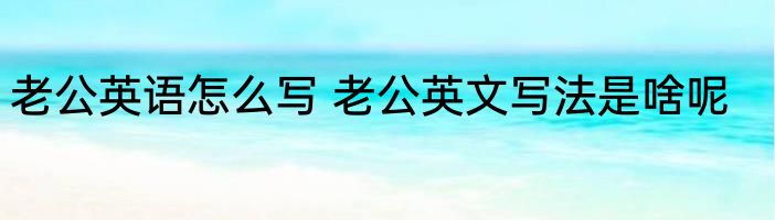 老公英语怎么写 老公英文写法是啥呢