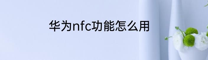 华为nfc功能怎么用