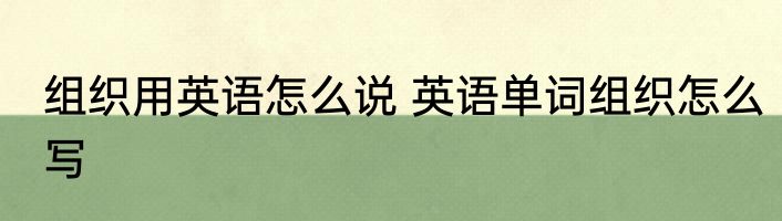组织用英语怎么说 英语单词组织怎么写