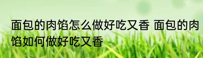 面包的肉馅怎么做好吃又香 面包的肉馅如何做好吃又香