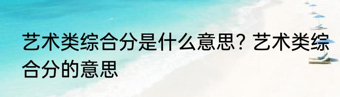 艺术类综合分是什么意思? 艺术类综合分的意思