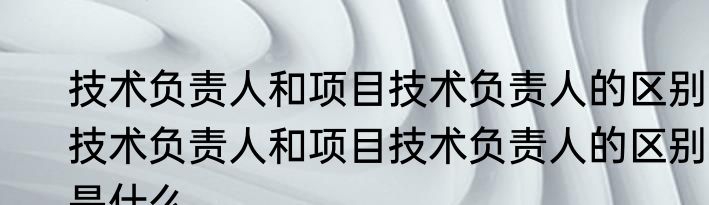 技术负责人和项目技术负责人的区别 技术负责人和项目技术负责人的区别是什么