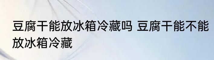 豆腐干能放冰箱冷藏吗 豆腐干能不能放冰箱冷藏