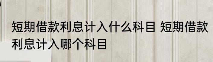 短期借款利息计入什么科目 短期借款利息计入哪个科目