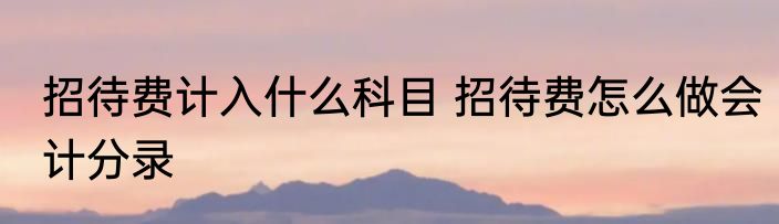 招待费计入什么科目 招待费怎么做会计分录