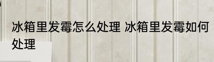 冰箱里发霉怎么处理 冰箱里发霉如何处理