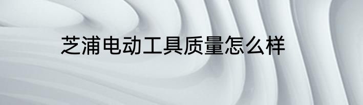 芝浦电动工具质量怎么样