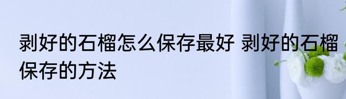 剥好的石榴怎么保存最好 剥好的石榴保存的方法