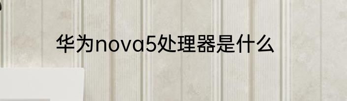 华为nova5处理器是什么