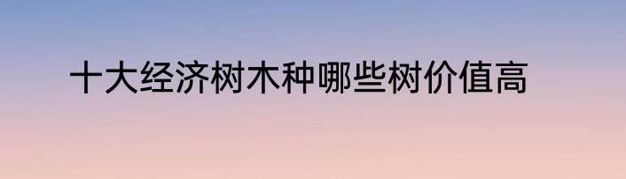 十大经济树木种哪些树价值高