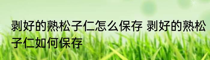 剥好的熟松子仁怎么保存 剥好的熟松子仁如何保存