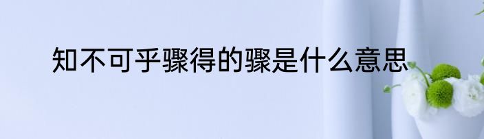 知不可乎骤得的骤是什么意思