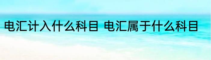 电汇计入什么科目 电汇属于什么科目
