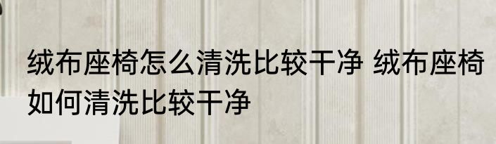 绒布座椅怎么清洗比较干净 绒布座椅如何清洗比较干净