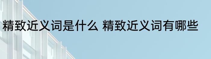 精致近义词是什么 精致近义词有哪些