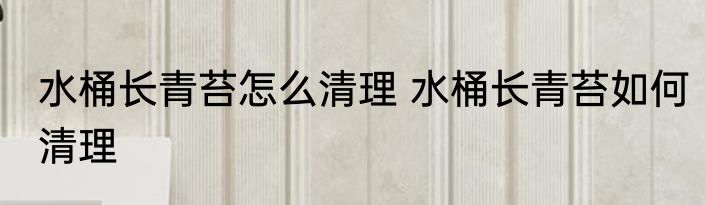 水桶长青苔怎么清理 水桶长青苔如何清理