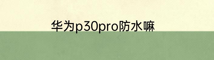华为p30pro防水嘛
