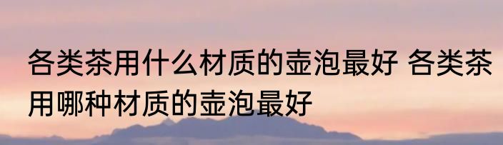 各类茶用什么材质的壶泡最好 各类茶用哪种材质的壶泡最好