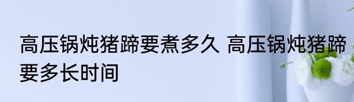 高压锅炖猪蹄要煮多久 高压锅炖猪蹄要多长时间