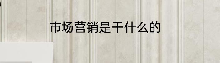 市场营销是干什么的