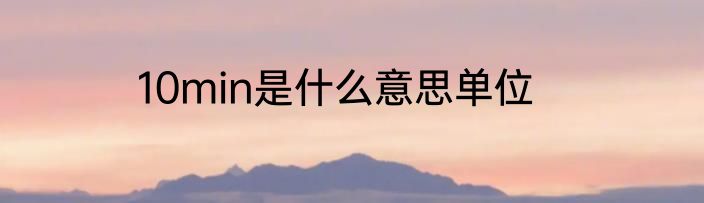 10min是什么意思单位