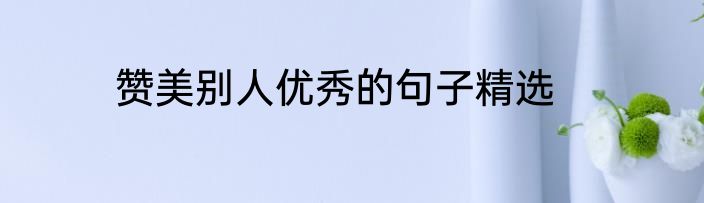 赞美别人优秀的句子精选