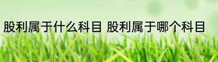 股利属于什么科目 股利属于哪个科目