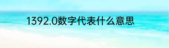 1392.0数字代表什么意思
