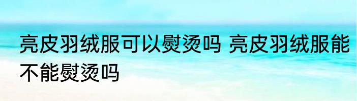 亮皮羽绒服可以熨烫吗 亮皮羽绒服能不能熨烫吗