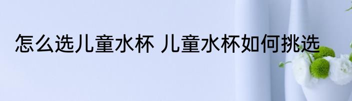怎么选儿童水杯 儿童水杯如何挑选