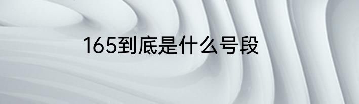 165到底是什么号段