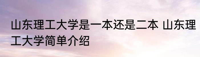 山东理工大学是一本还是二本 山东理工大学简单介绍
