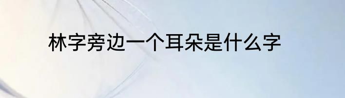林字旁边一个耳朵是什么字