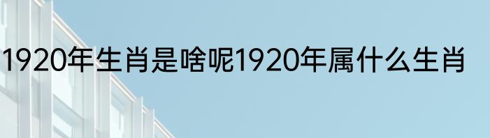 1920年生肖是啥呢1920年属什么生肖